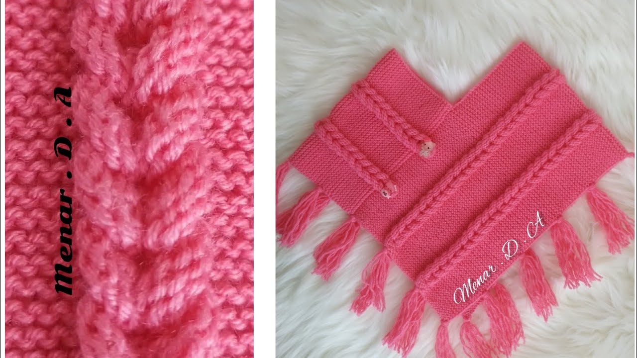 بونشو تريكو بغرزة ضفيرة السنبلة سهل جداً للمبتدئين