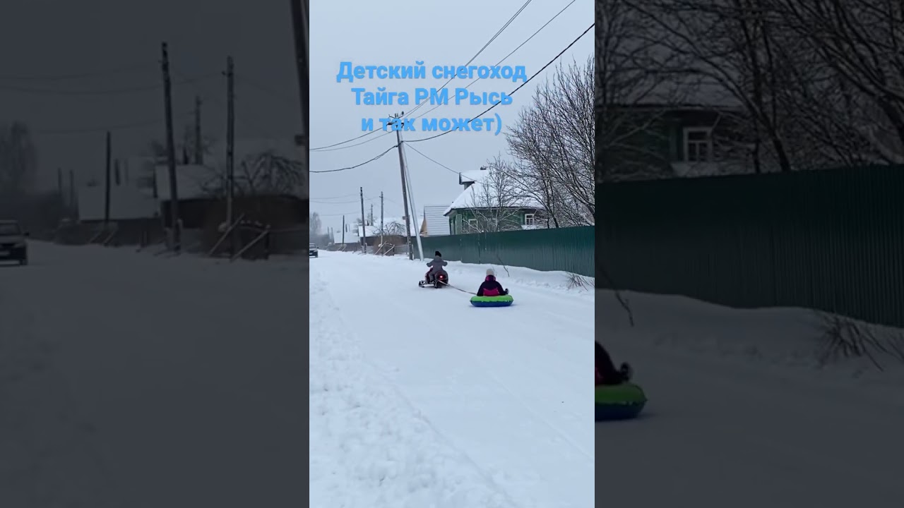 Детский снегоход Тайга РМ Рысь легко тащит ватрушку)