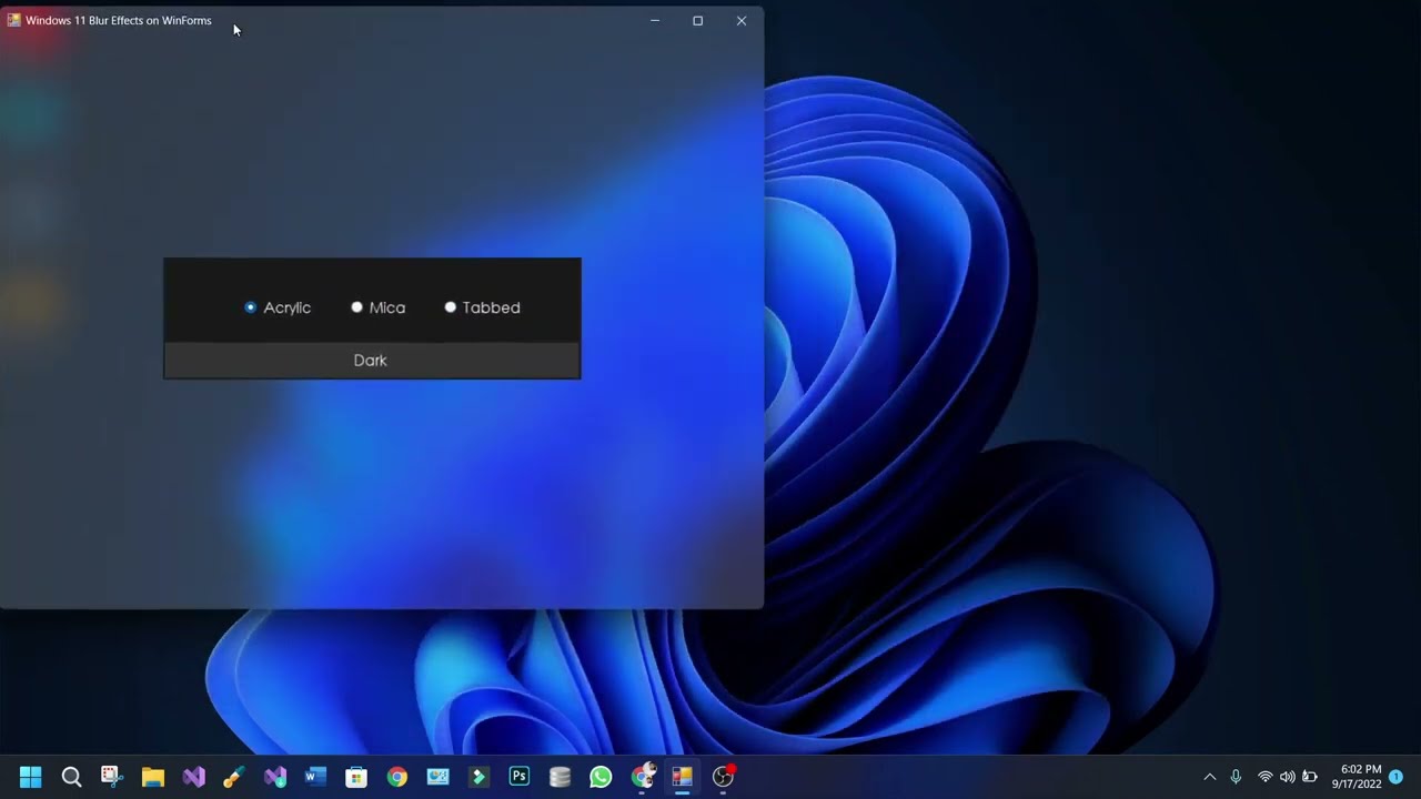 Windows 11 Blur Effects Acrylic Mica Tabbed C WinForms YouTube Windows 11 Blur Effects Acrylic Mica Tabbed C WinForms YouTube