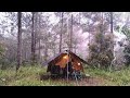 Amazing camping in heavy rain and thunderstorm  new tent with camfire