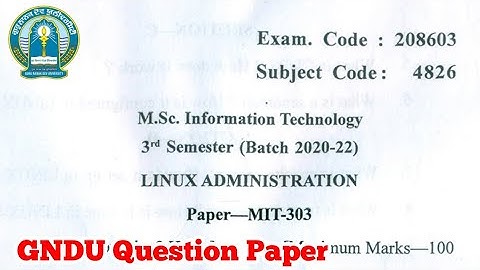 Gndu Msc Information Technology 3rd Semester Linux Administration Question Paper
