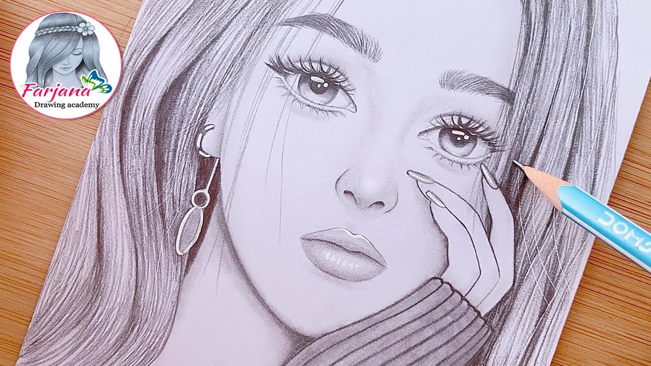 How to draw a girl step by step  Pencil Sketch drawing  How to draw a girl  step by step  Pencil Sketch drawing  By Farjana Drawing Academy  Facebook