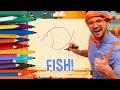How To Draw A Fish | Draw with Blippi | Arts and Crafts For Toddlers