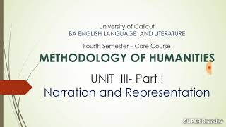 Methodology of Humanities, unit III Part one