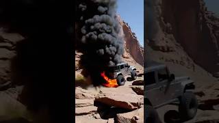 Jeep Crashes and Explodes in Moab — Dramatic Footage”