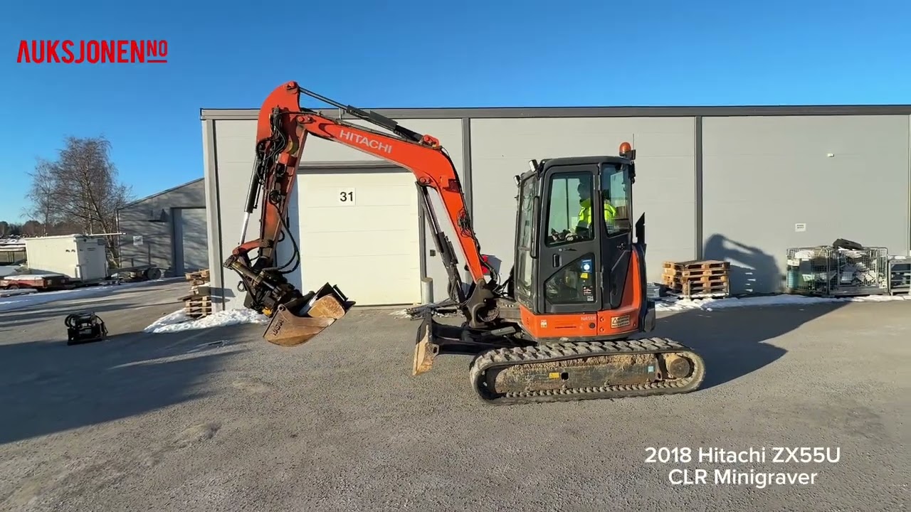 2018 Hitachi ZX55U-5A CLR minigraver m/ tilt 1705 timer - YouTube