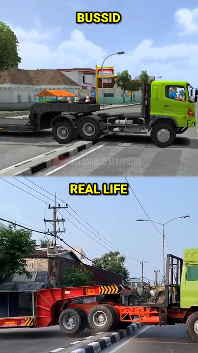 BUSSID VS REAL LIFE‼️TRUK TRAILER TRABAS TROTOAR👆 #shorts #bussid #viralvideo