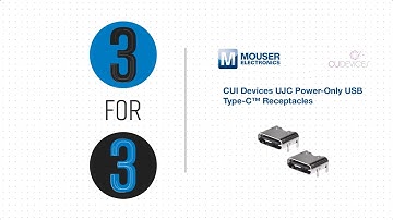 CUI Devices UJC Power-Only USB Type-C™ Receptacles - 3 for 3 | Mouser Electronics