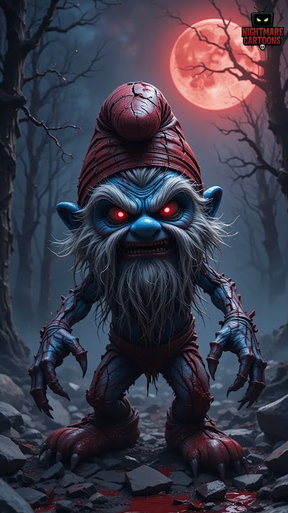 👻Haunted Smurf characters version ☠️🖤#horror #monster #scary #creepy #disney #fyp #shorts #smurf