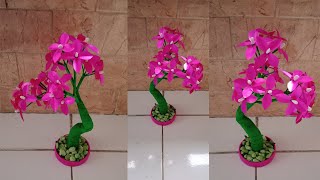 Cara Membuat Bonsai dari Plastik Kresek dengan Bunga Pita Jepang