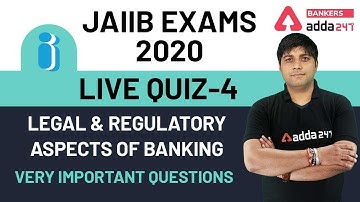 JAIIB 2020 | Legal & Regulatory Aspects of Banking | Very Important Questions Live Quiz-4