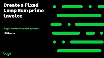 Sage Construction Management - Create a Fixed Lump Sum Prime Invoice