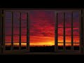 Beautiful Red Sunset • 4K Fake Window 2 HOURS • RELAXING sunset • (For Projector and TV)