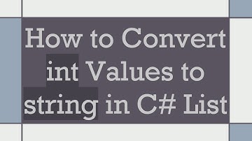 How to Convert int Values to string in C#  List
