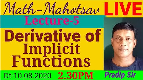 Derivative Of Implicit Functions/exercise 12th Math CBSE CHSE By Pradip Sir(Elements of Mathematics)