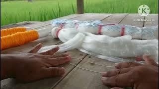Cara pasang tali ke jaring burung pipit sawah ( tutorial pemasangan tali jaring )
