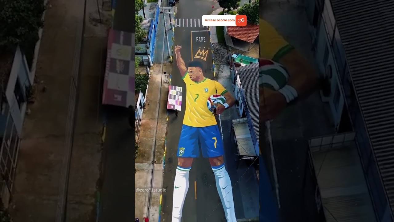 Artilheiro da Seleção, VINI JR. ganha PINTURA GIGANTE em rua do Rio Grande do Sul