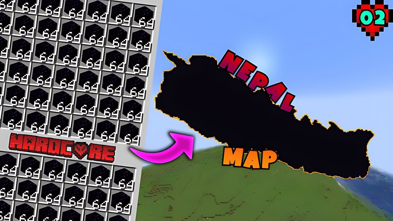 I Built NEPAL MAP Full Of Obsidian In Hardcore World || EP:-02 || Hardcore || In Nepali || ADAayu ||