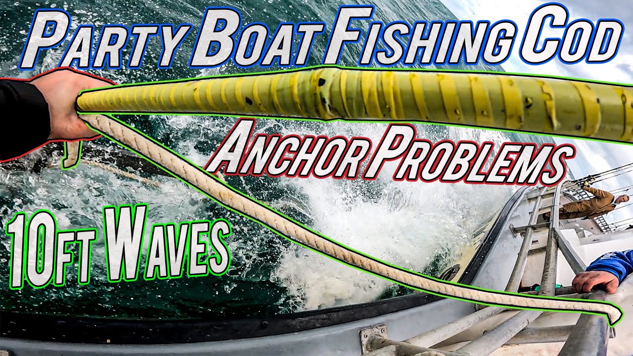 Party Boat Cod Fishing with Two Massive Issues in Giant Waves Offshore