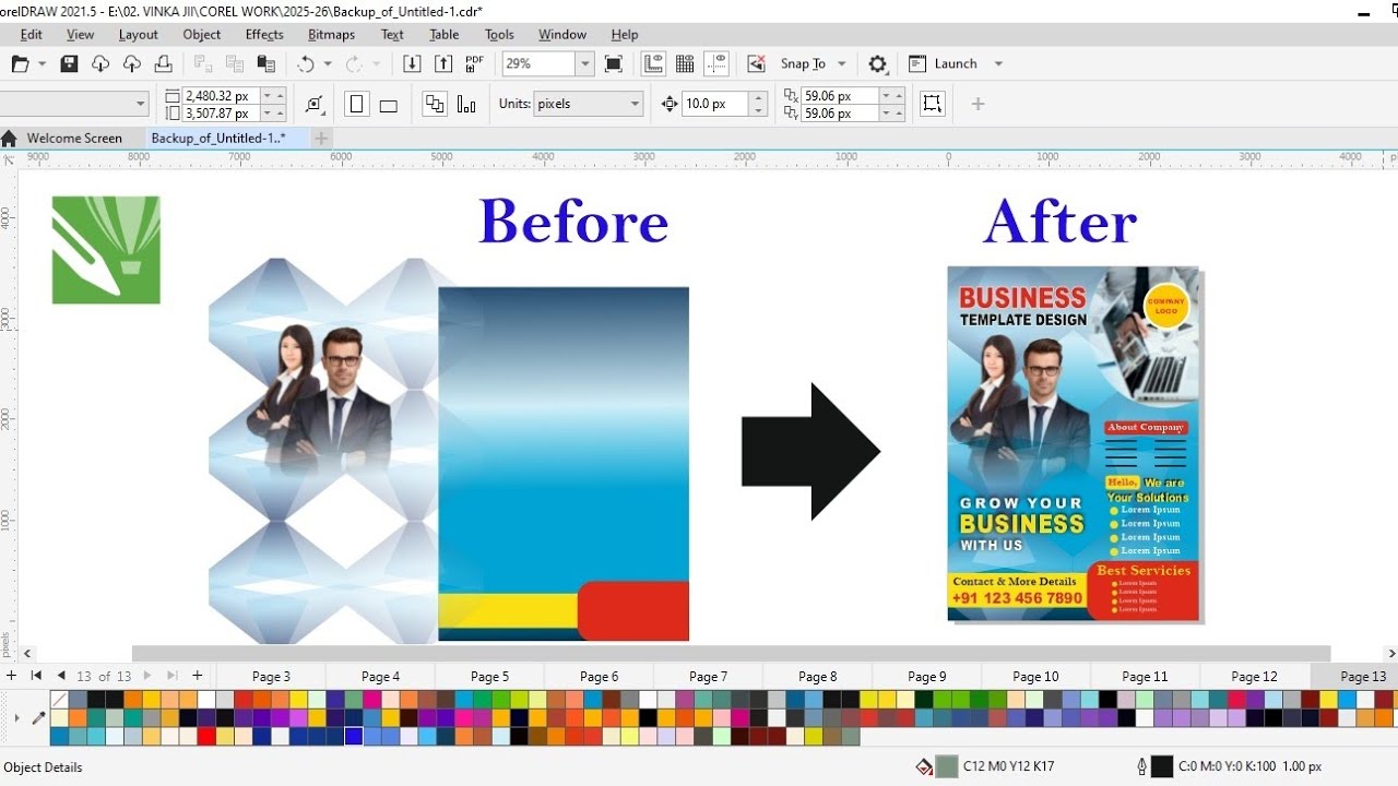 How To Create A Business Pamphlet Design In Coreldraw Graphics Tool ...