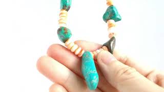 Natural Turquoise Nugget with Spiny Oyster Beaded Necklace