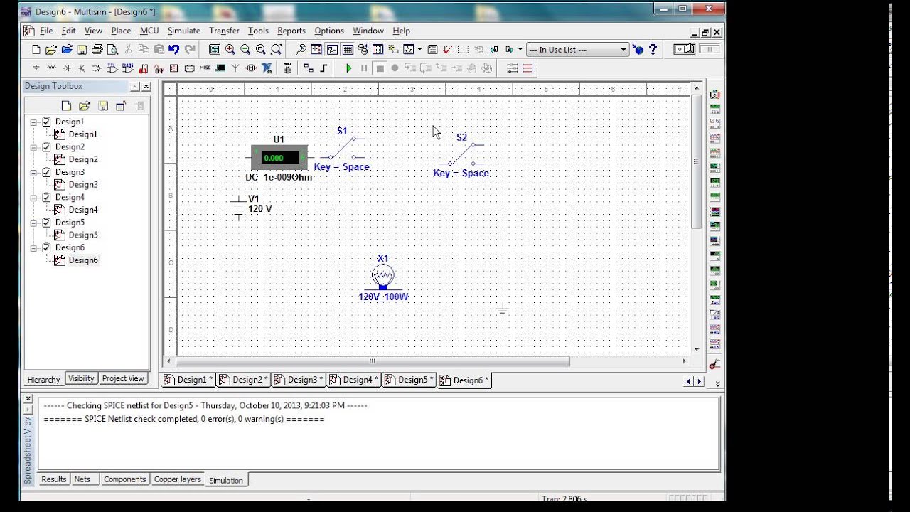 Multisim 2 1 Three Way Switch Youtube