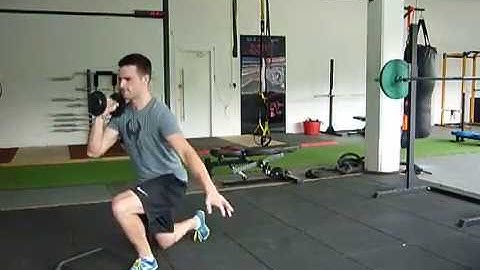 1-Arm Offset Dumbbell Reverse Lunge from Deficit