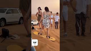Japan teen girls doing sand boarding in Red sand desert big dune #godoka #keiko #shoji #japanese