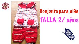 conjunto niñas talla 2 años, tabla de tallas en de video YouTube