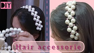 DIY pearl beaded hair accessorie