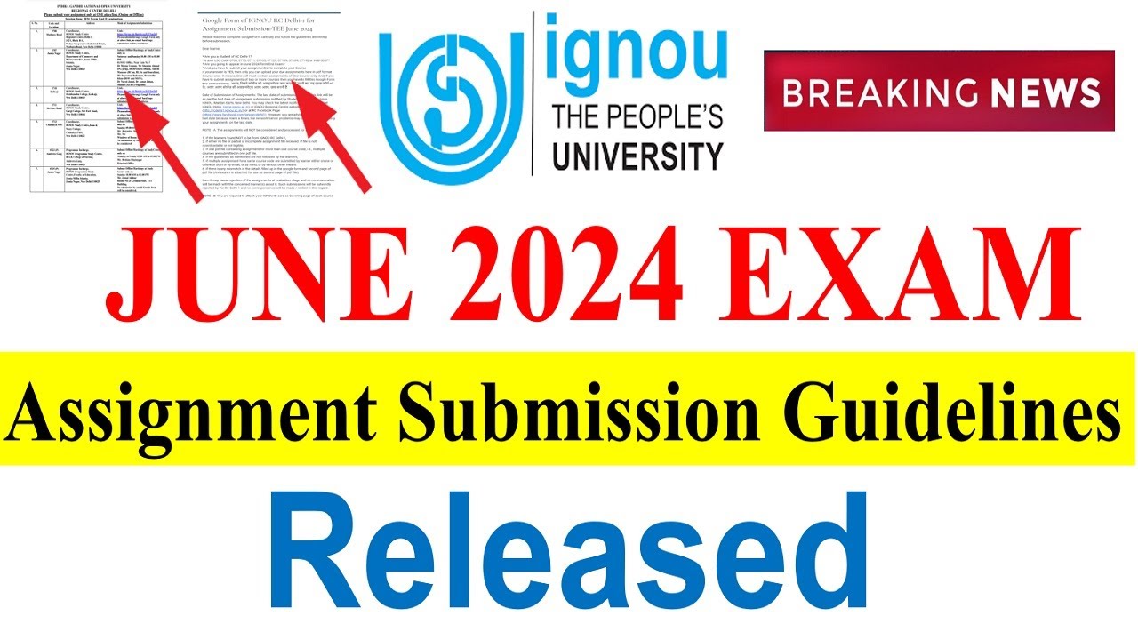 {Breaking News} IGNOU Assignment Submission Guidelines Released For ...