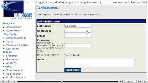 Manage admin personnel in CubeCart by VodaHost web hosting
