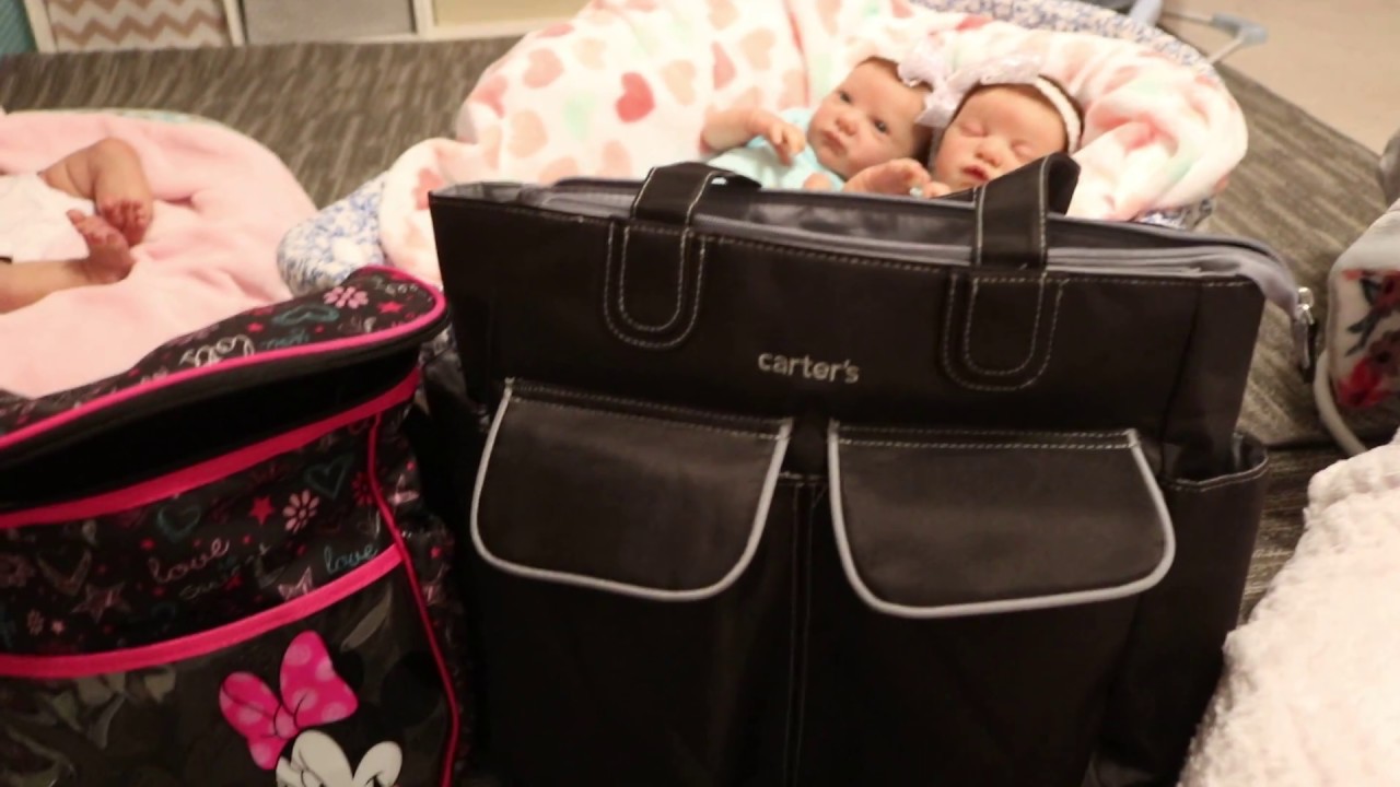 WHATS IN MY REBORN DIAPER BAG FOR TWINS!!! JULIESREBORNS1!!! - YouTube