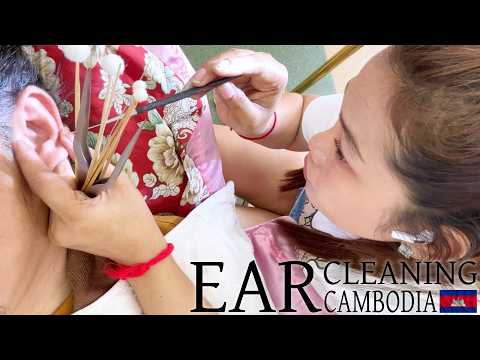 Ear Cleaning ASMR 上手な耳かき-耳毛剃り カンボジアのベトナム式理髪店