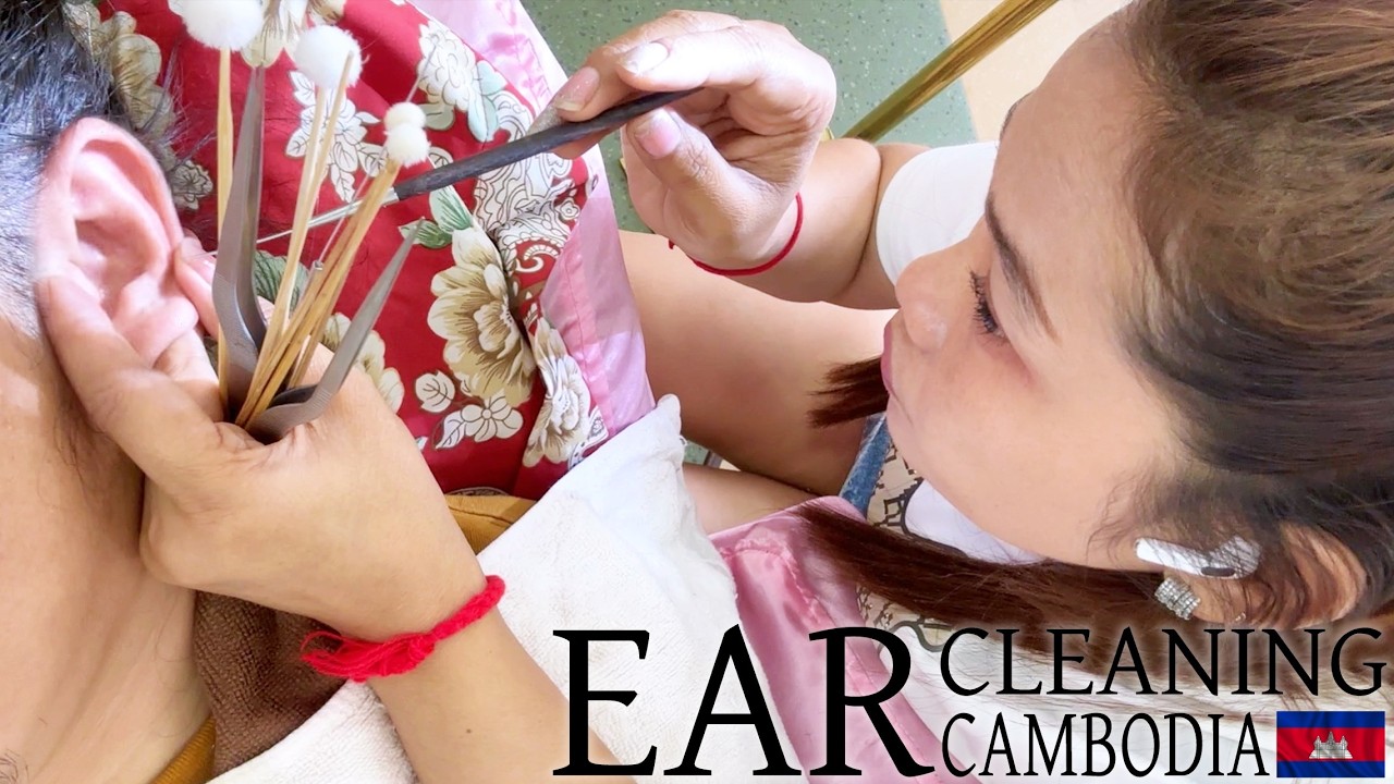 Ear Cleaning ASMR 上手な耳かき-耳毛剃り カンボジアのベトナム式理髪店