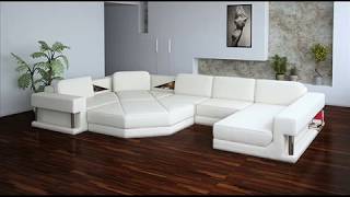 2315 Modern White Italian Leather Sectional Sofa Set