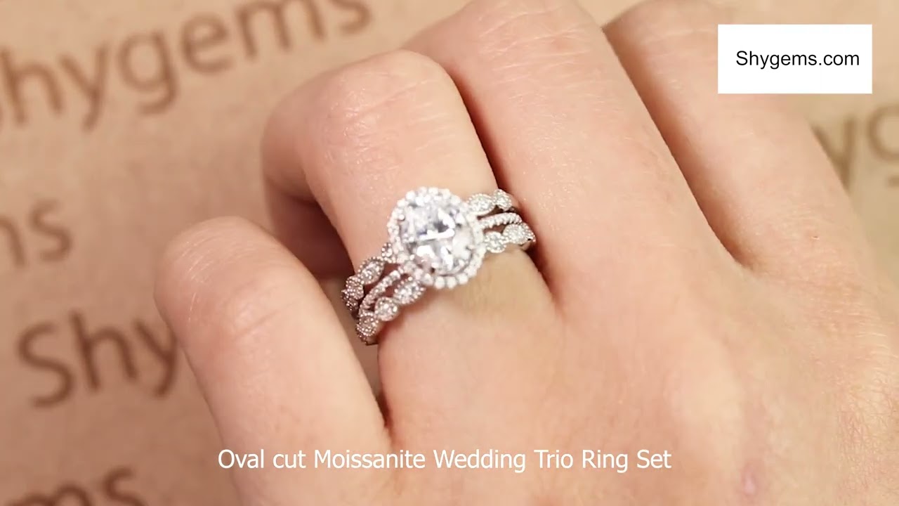 Buy Diamond Engagement Ring Matching Wedding Band Bridal Mens Womens Trio  Ring Set 14K White Gold Size 4-9 Online in India - Etsy