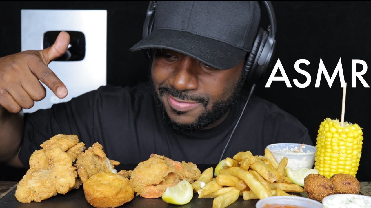 Tc Asmr ASMR EATING FRIED CATFISH, FRIED BUTTERFLY SHRIMP & FRENCH FRIES ...