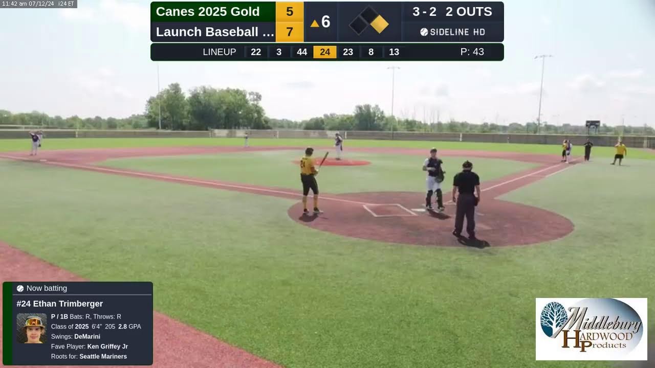 Canes Great Lakes 2025 Gold vs Launch Baseball 2025 17U (2024.07.12) YouTube