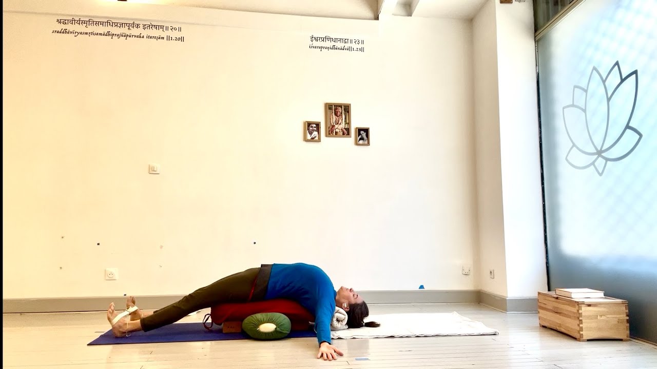 Cross Bolsters (not Setubandha Sarvāngāsana), Iyengar Yoga, restorative, supported 
