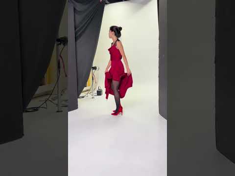 Behind the Scenes with FEDERICA Red Lace Top Matte Stockings (Part 2) #shorts