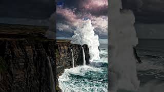 Powerful Ocean Waves Crash Against Majestic Sea Cliffs with Waterfalls | Nature's Fury