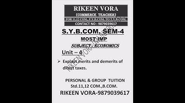 Most Imp for S.Y.B.Com.Sem-4 Economics (Unit 4)