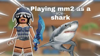 Playing mm2 as a shark! Or shark person idk..