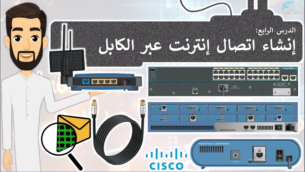 الدرس (4) - إنشاء اتصال إنترنت عبر الكابل - تقنية رقمية - الأول الثانوي - الفصل الثالث