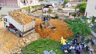 Compelet Project !!Show Dozer KOMATSU Pushing Soil and Clearing By Dumptruck Uploading FullVideo 3H