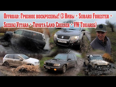 OFFROAD: Грязное воскресенье! (3 Нивы+Subaru Forester+Suzuki Vitara+Toyota Land Cruiser+VW Touareg)