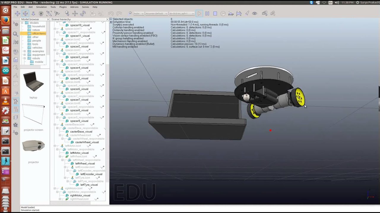 V-REP simulation of a simple mobile robot - YouTube