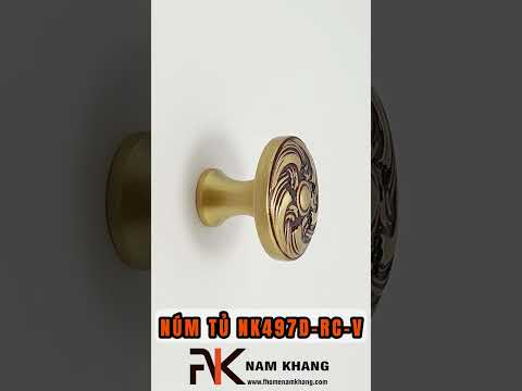 Núm nắm cửa tủ đồng vàng hoa văn cổ điển NK497D-RC-V