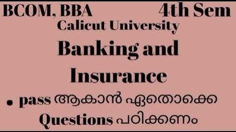 Calicut University, BCOM, BBA Banking and Insurance, Important Questions for Exam